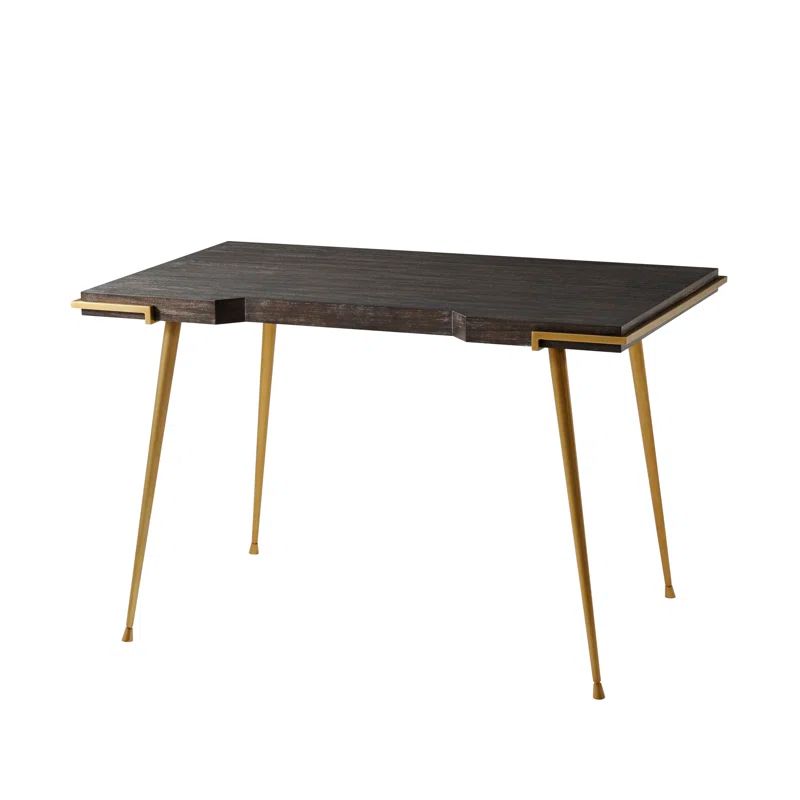 Rowan Wood & Brushed Brass Modern Home Office Desk