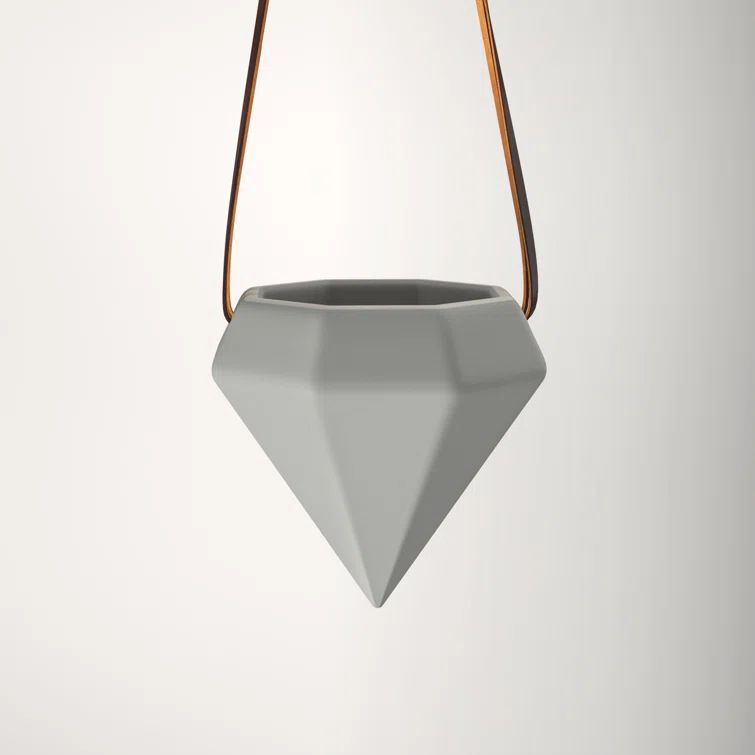 Elysian Glam Modern Light Gray Ceramic Cone Hanging Planter
