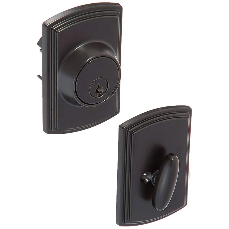 Matte Black Single Cylinder Deadbolt with Enlarged Back Plate