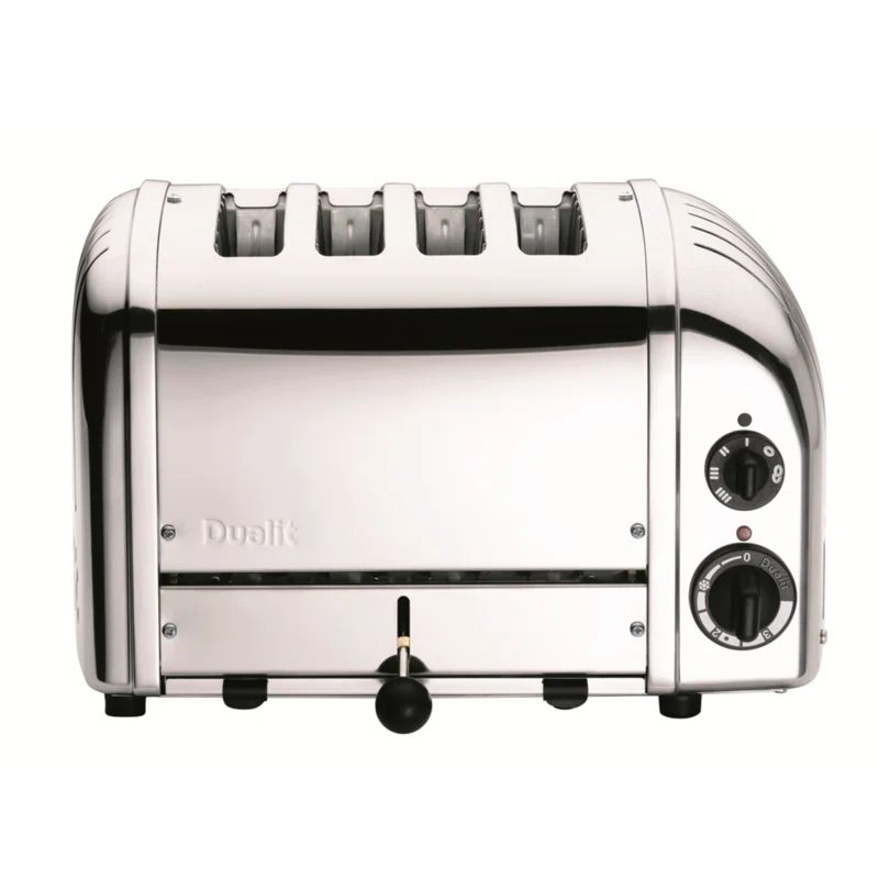 Chrome Stainless Steel 4-Slice Toaster with Wide Slots and Crumb Tray