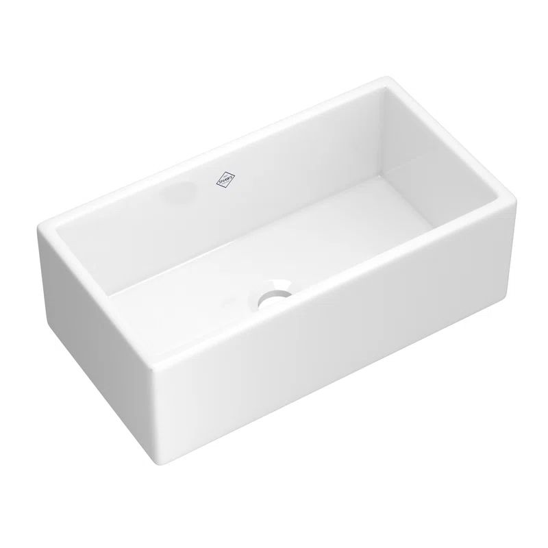 33" Matte White Fireclay Farmhouse Drop-In Sink
