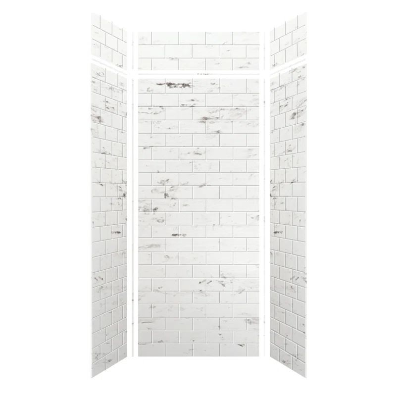 White Subway Tile 96" Height Solid Surface Shower Wall Kit