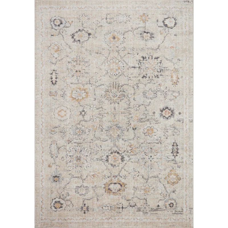 Monroe Natural and Multicolor Polyester Area Rug 5'-3" x 7'-9"
