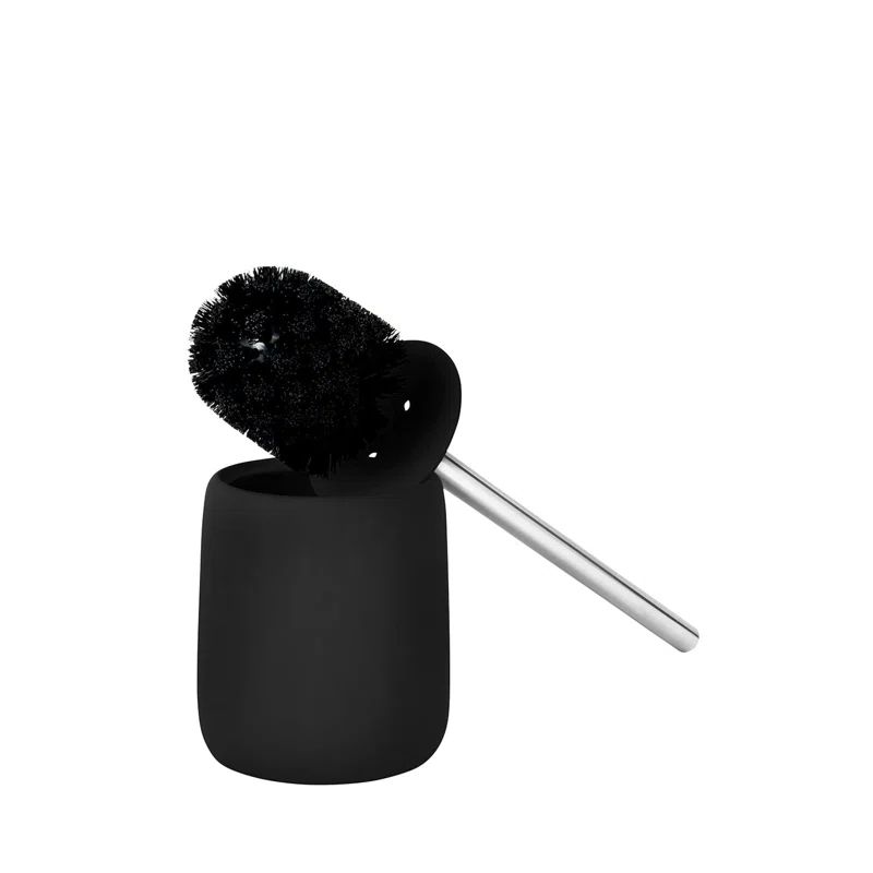Black Ceramic and Stainless Steel Toilet Brush Holder Set