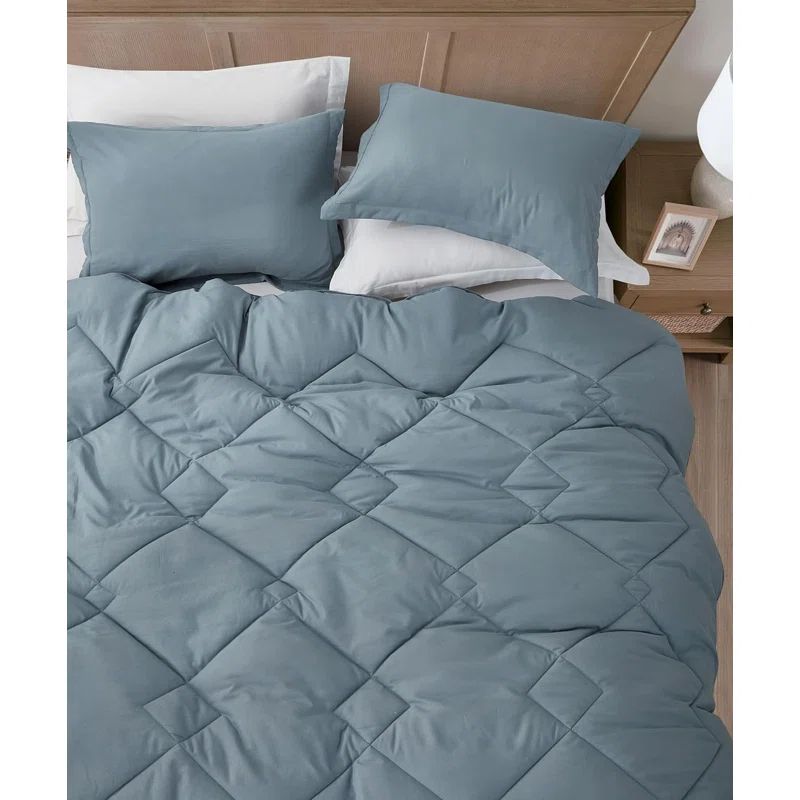 King Dusty Blue Reversible Microfiber Comforter Set