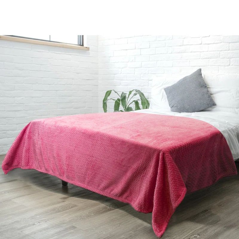 Hot Pink Chevron Fleece Throw Blanket, 50x60 Inches