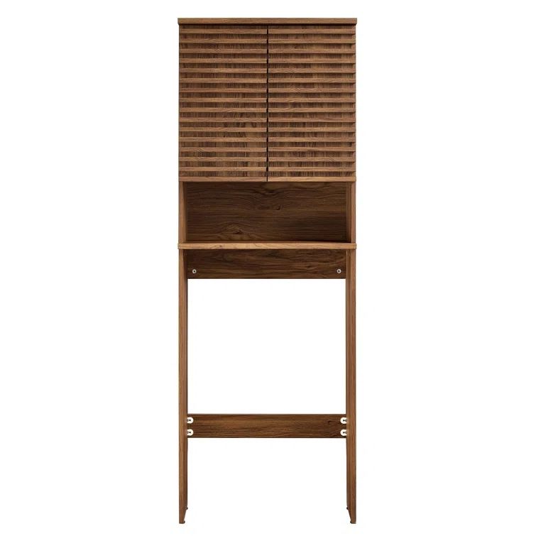 Walnut Over-the-Toilet Storage Cabinet with Adjustable Shelves