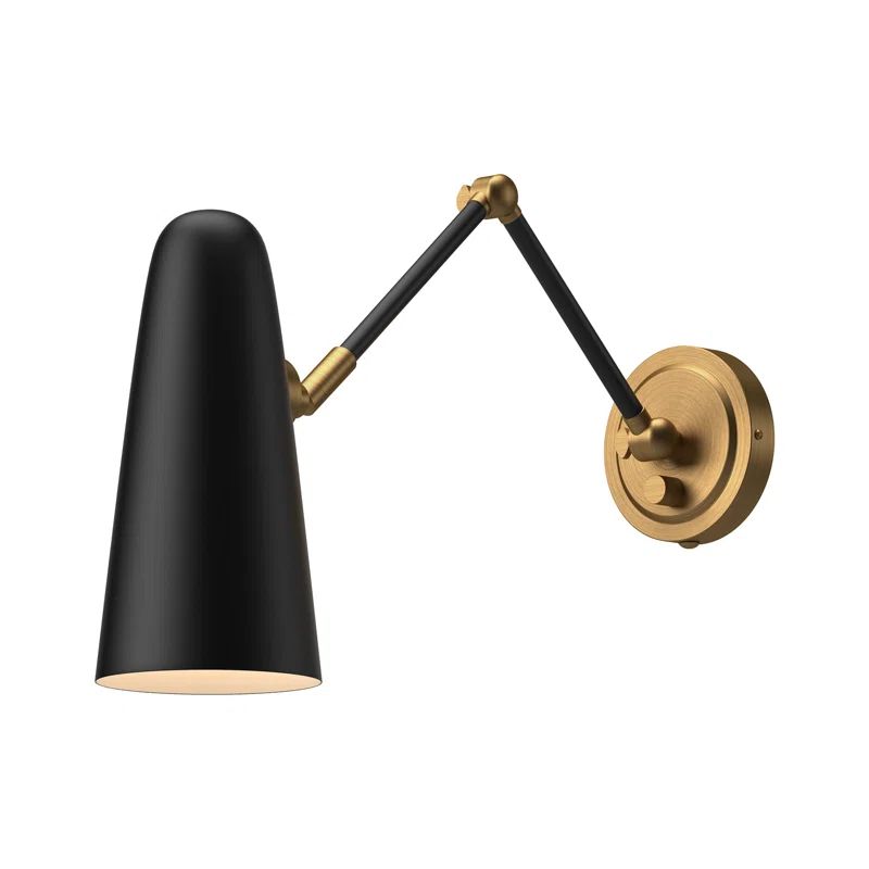 Matte Black and Gold Adjustable Dimmable Wall Sconce