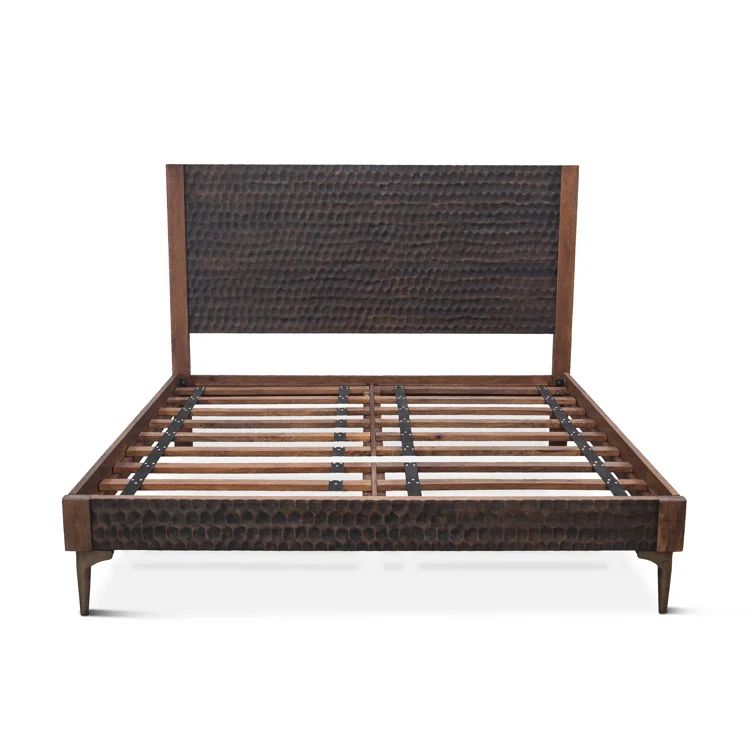 Santa Cruz Queen Dark Brown Mango Wood Platform Bed with Slats
