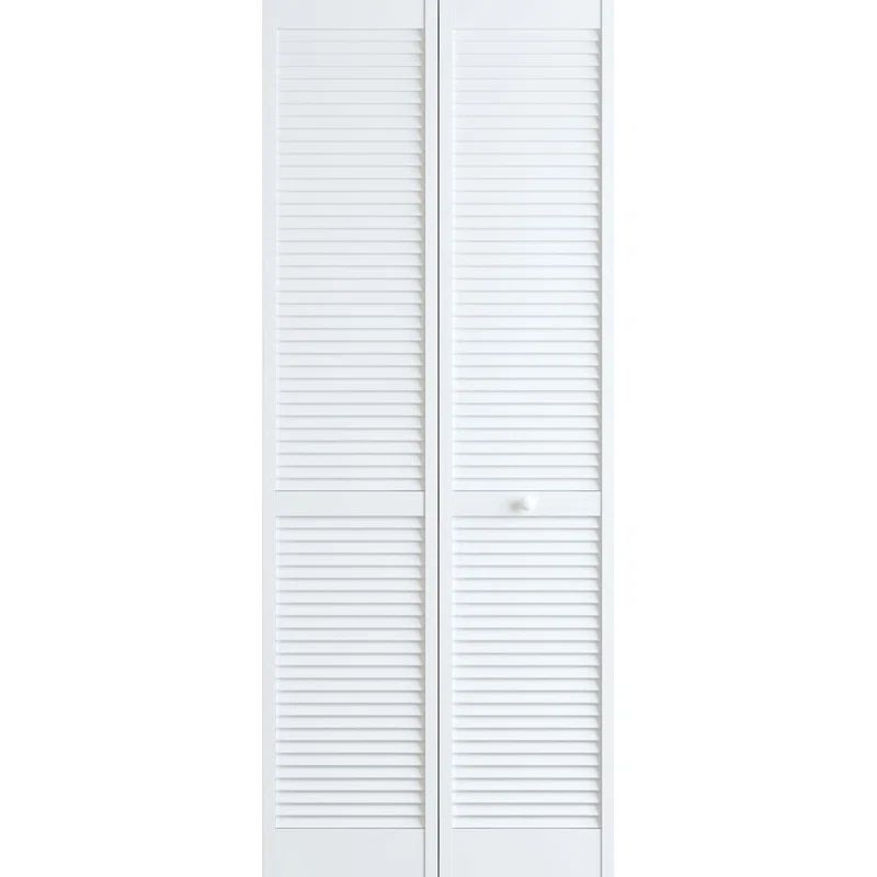 White Solid Wood Louvered Bi-Fold Door 24" x 80"