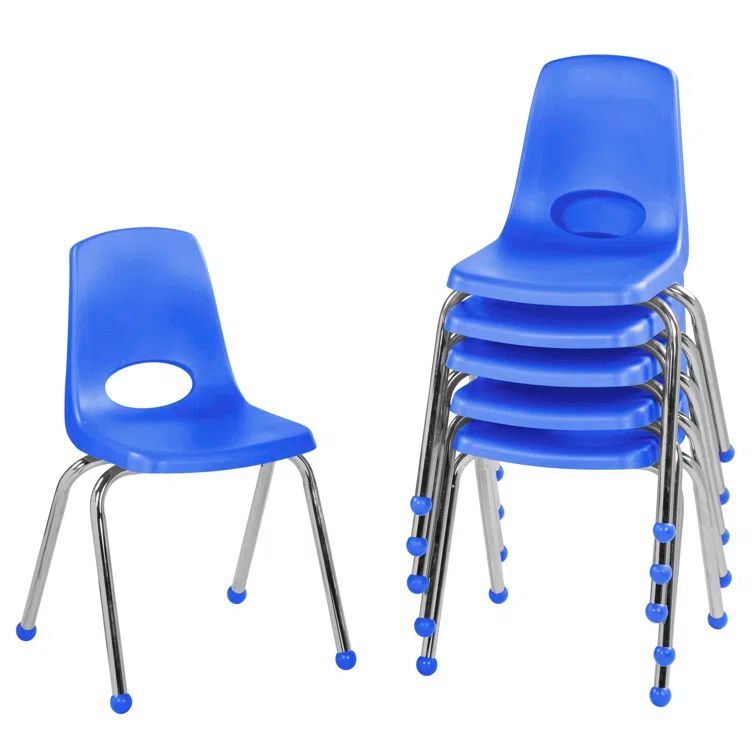 Blue 16" Stacking Classroom Chairs with Chromed Steel Legs