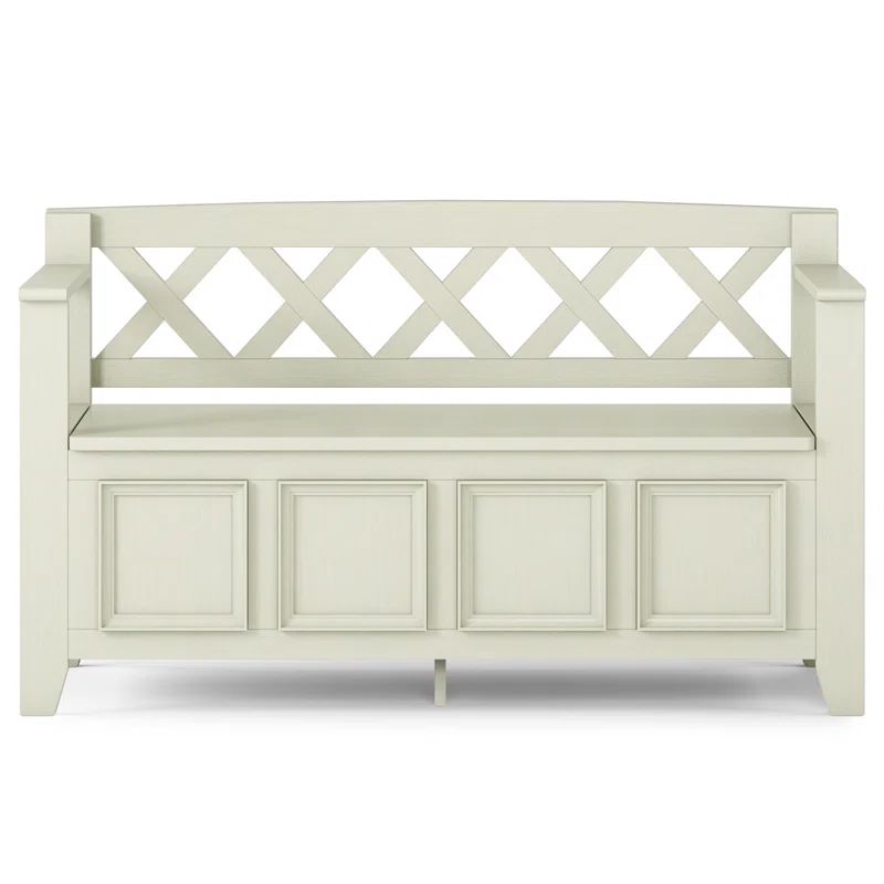 Amherst Solid Pine Wood Entryway Storage Bench in Antique Brown