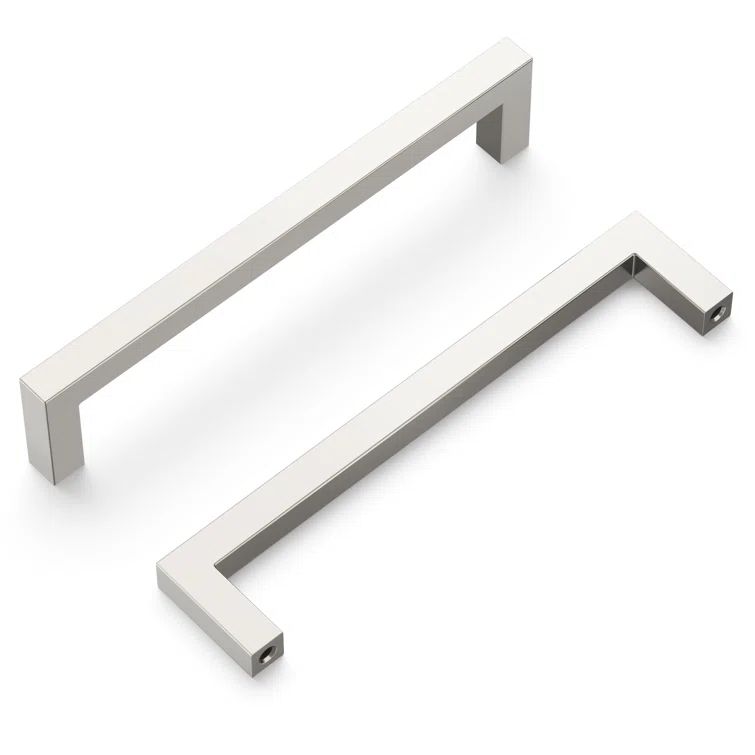 Brushed Nickel Modern Bar Pull with Mounting Hardware