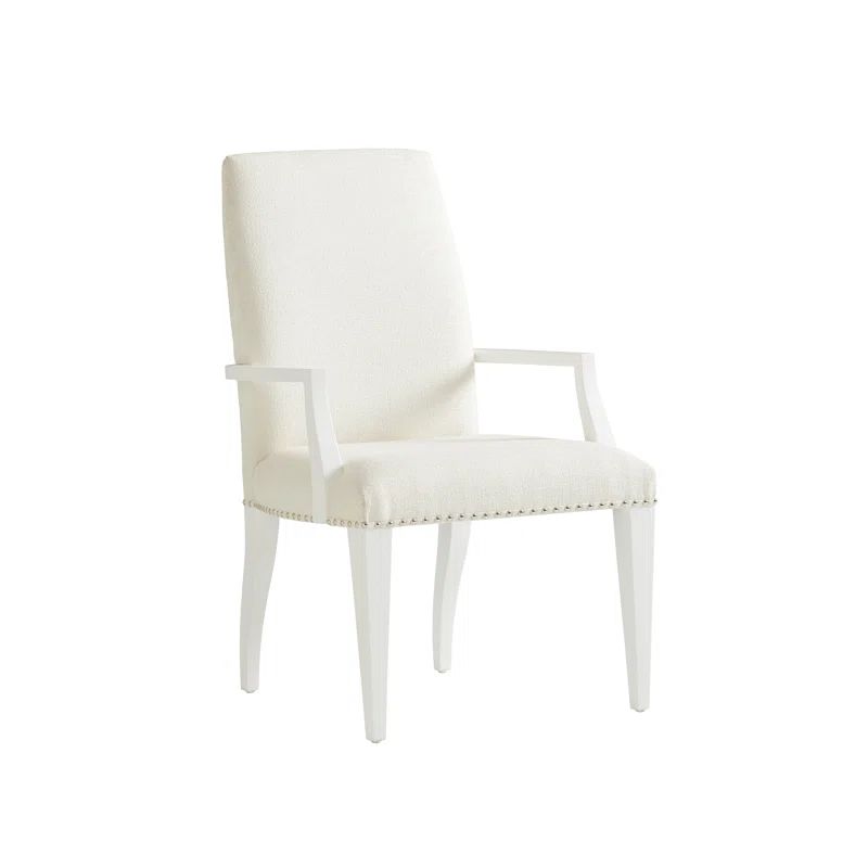 White Leather Upholstered Transitional Arm Chair