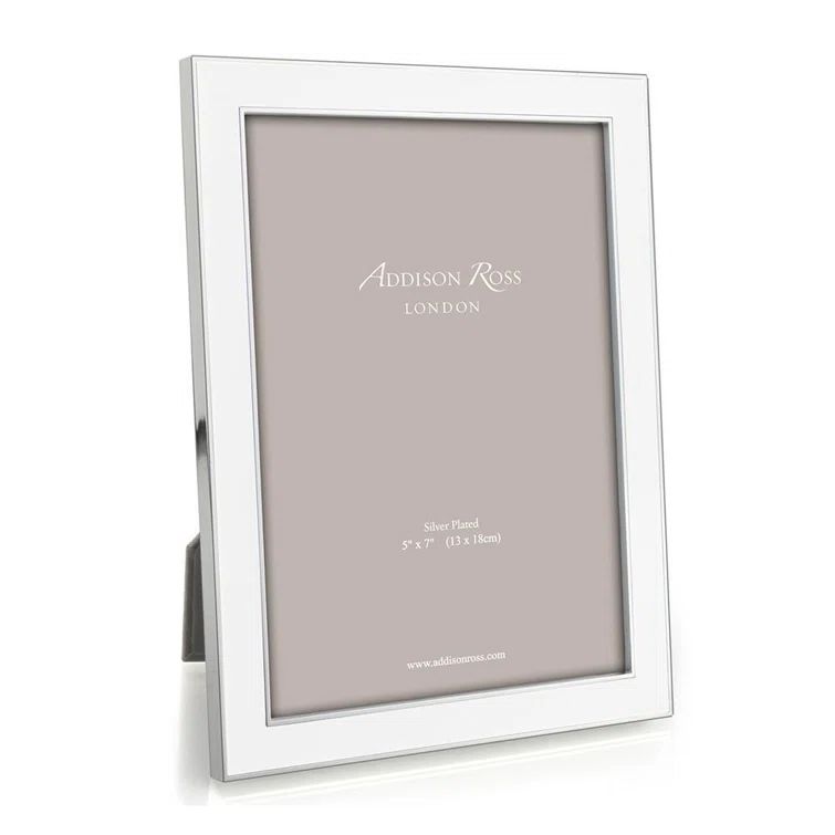 White Enamel and Silver 5x7 Tabletop Picture Frame