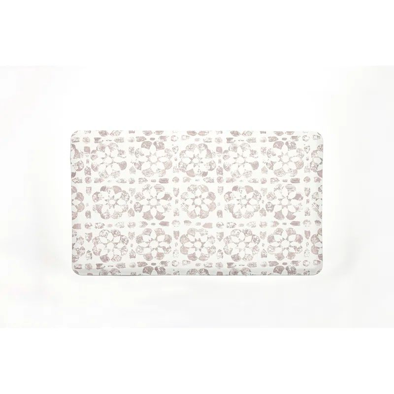 Taupe and White Floral Anti-Fatigue Comfort Mat, 32" x 20"