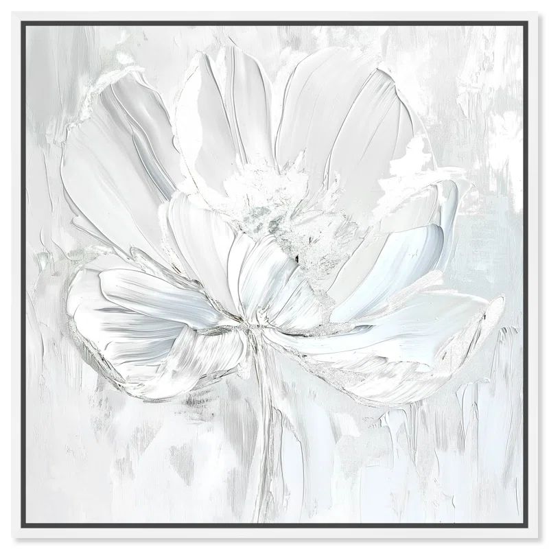 Off-White Magnolia Floral Canvas Art with White Frame, 13" x 13"