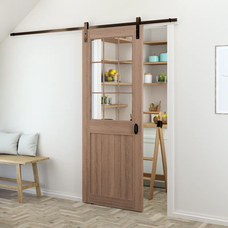 96-inch Polished Bronze Soft Close Single Barn Door Hardware Kit