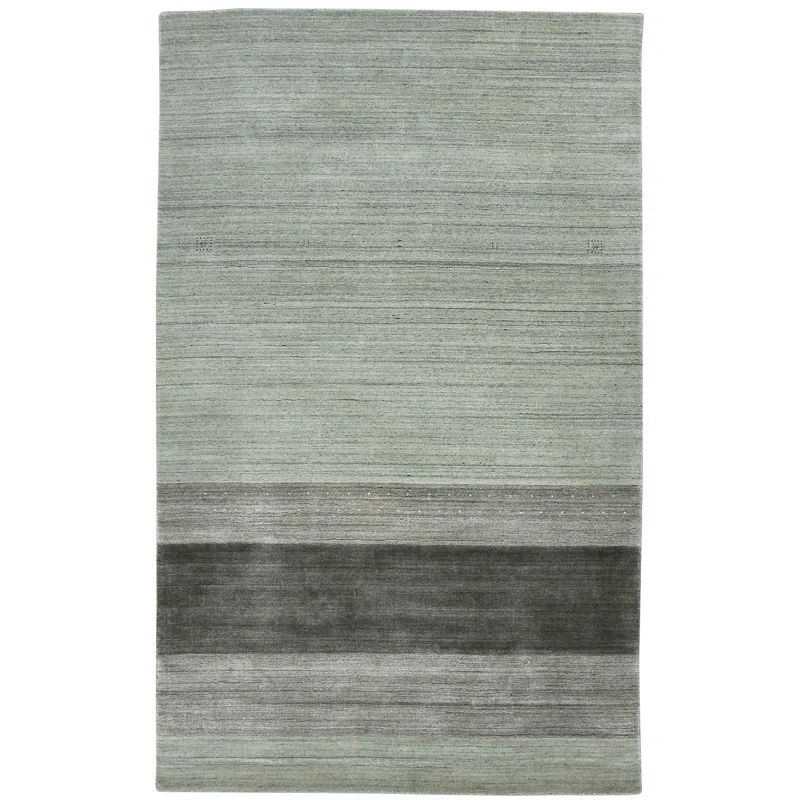Handcrafted Minimalist Gray Stripe Wool-Viscose Blend Accent Rug