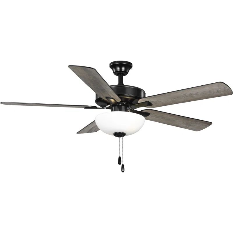 AirPro 52-Inch Matte Black 5-Blade Ceiling Fan with LED Light