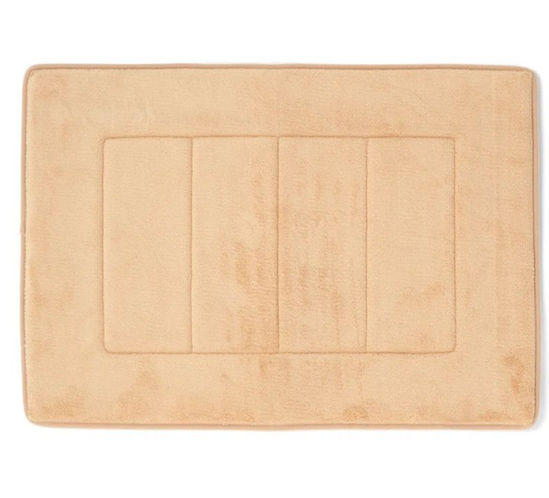 Beige Ultra-Soft Memory Foam Bath Rug with PVC Backing