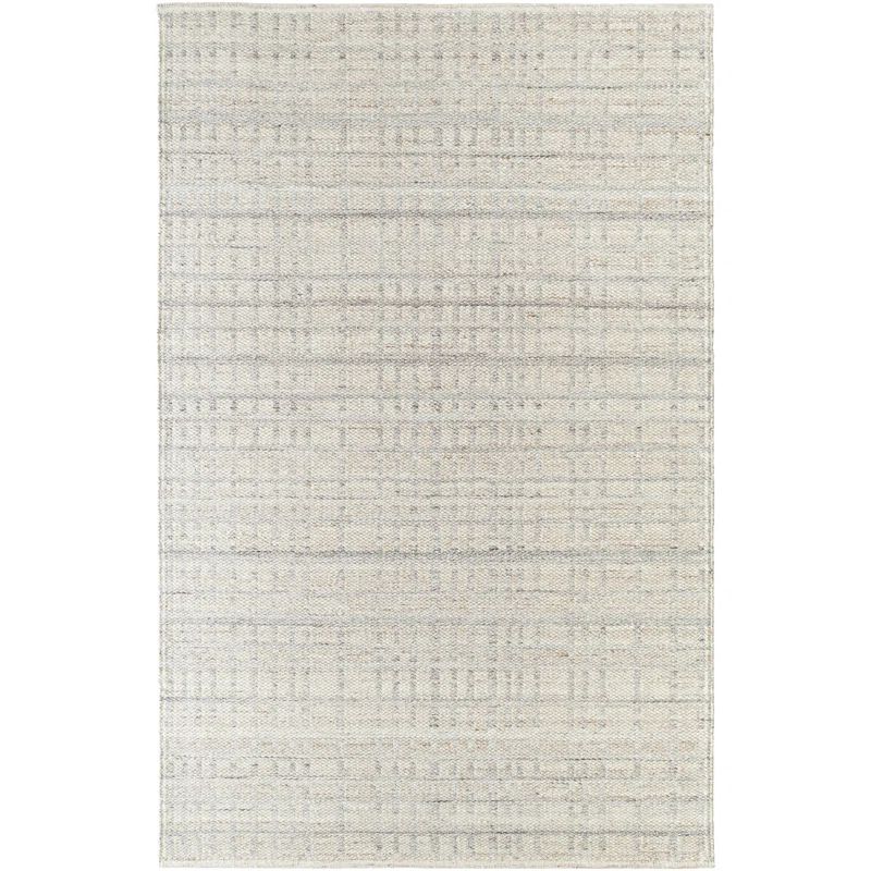 Handmade Ivory Wool 8' x 10' Stripe Area Rug
