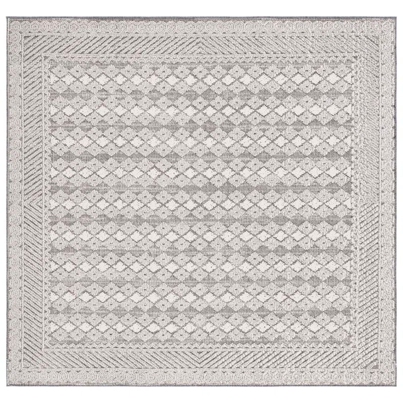 Gray Synthetic Square Indoor/Outdoor Area Rug