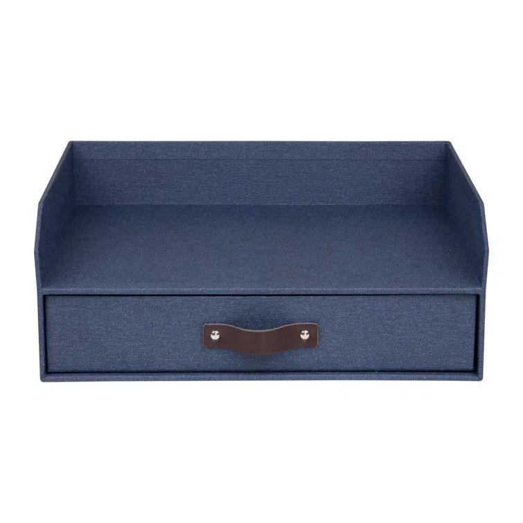 Canvas Blue Recycled Fiberboard Letter Tray with Drawer