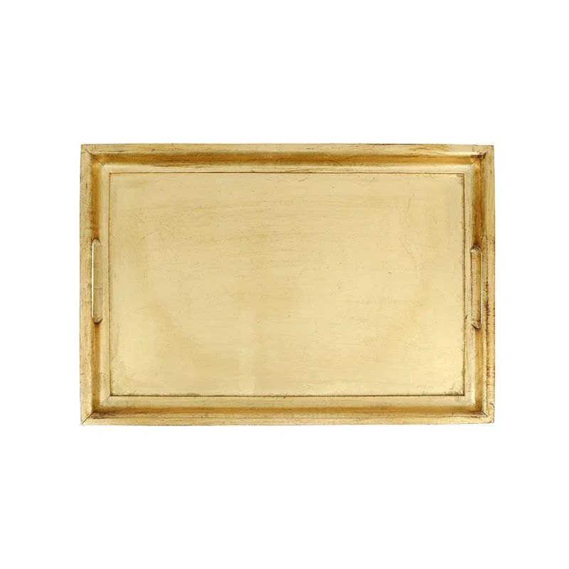Gold Leaf Handcarved Rectangular Wooden Tray