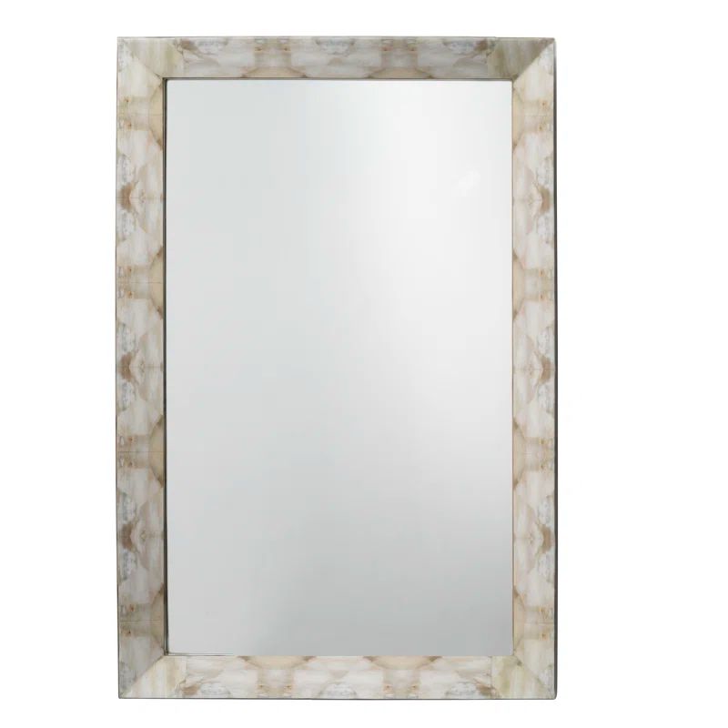Lacquered Rectangular Wood Frame Wall Mirror