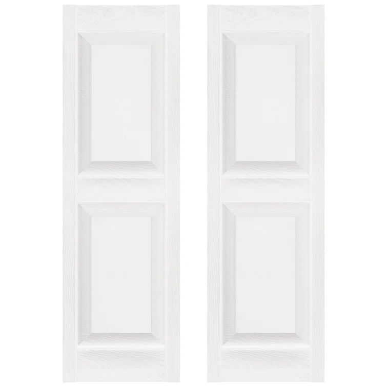Bright White Vinyl Raised Panel Shutters, 12" x 51"