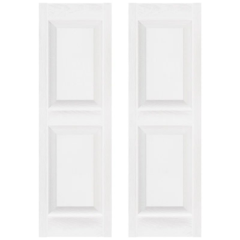 Bright White Vinyl Raised Panel Shutters, 12" x 51"