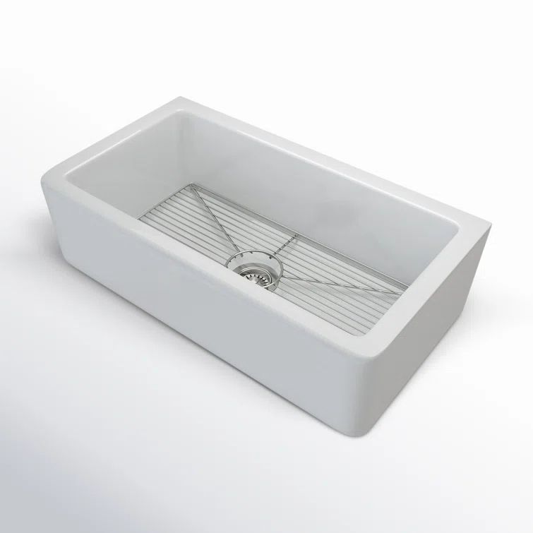 Matte White Fireclay Farmhouse Single Bowl Sink