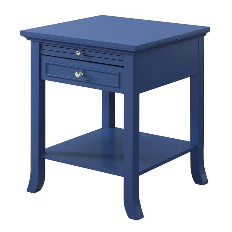 Cobalt Blue Wood and Metal End Table with Storage