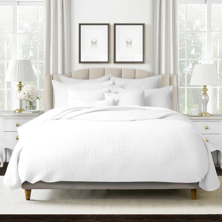 White Twin Cotton Comforter Set with Pillow Sham