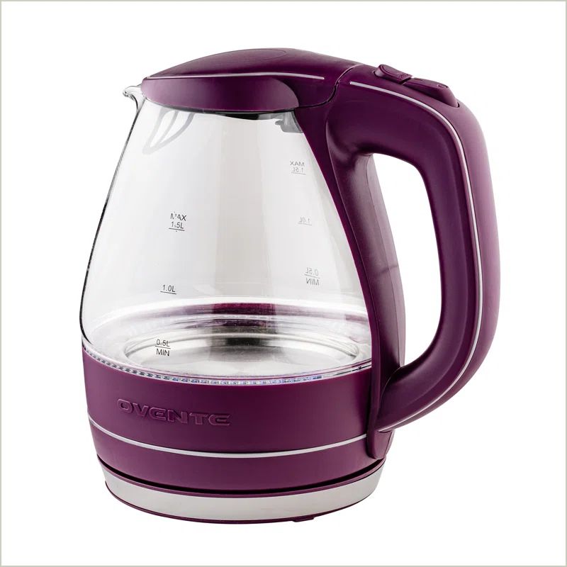 1.5 Liter Purple Glass Electric Kettle with Stainless Steel Base