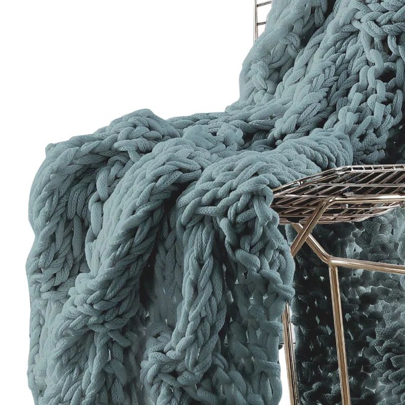 Reversible Chunky Knit Cozy Throw Blanket 50" x 60" - Ivy Green