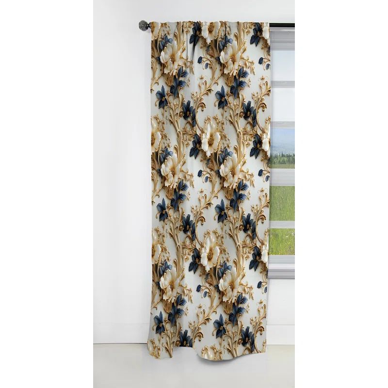 Blue Polyester Blackout Rod Pocket Window Panel 52" x 63"