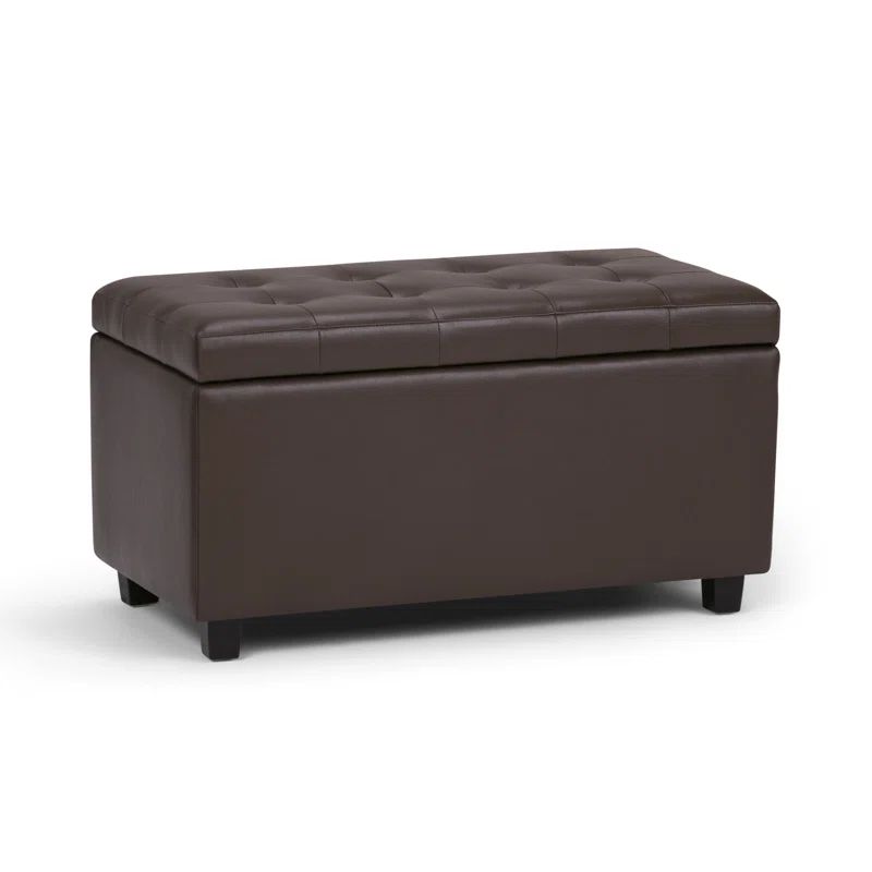 Cosmopolitan Chocolate Brown Tufted Faux Leather Storage Ottoman