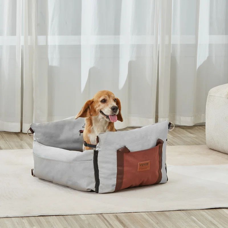 Gray Soft-Sided Dog Carrier with Storage Pocket for Small Pets
