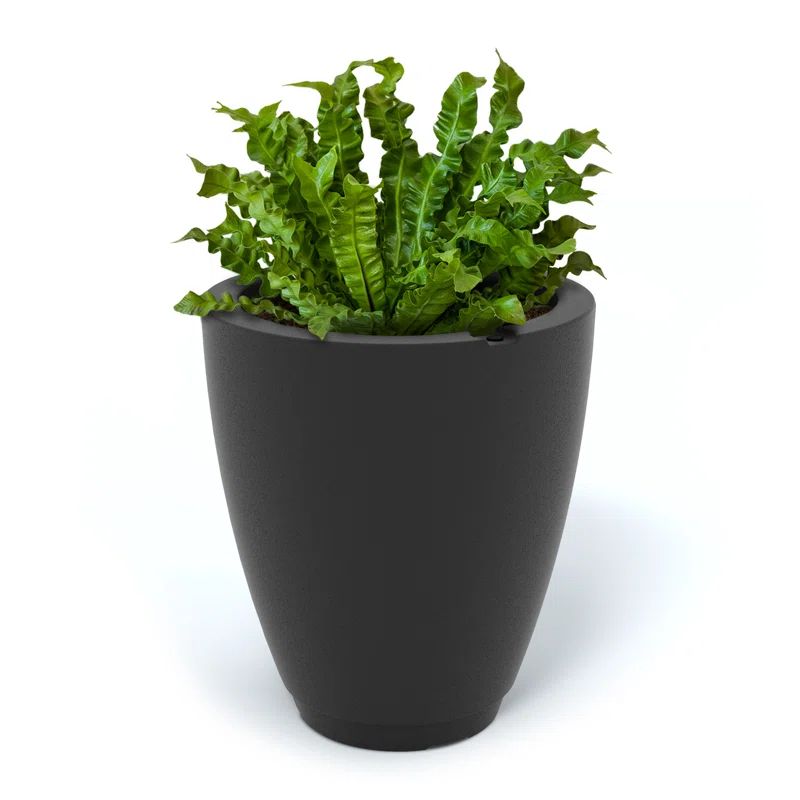 Caprio 18" Tall Black Round Self-Watering Planter for Outdoor Spaces