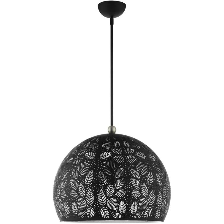 Chantily Bohemian Black and Nickel Globe Pendant with Crystal Accents