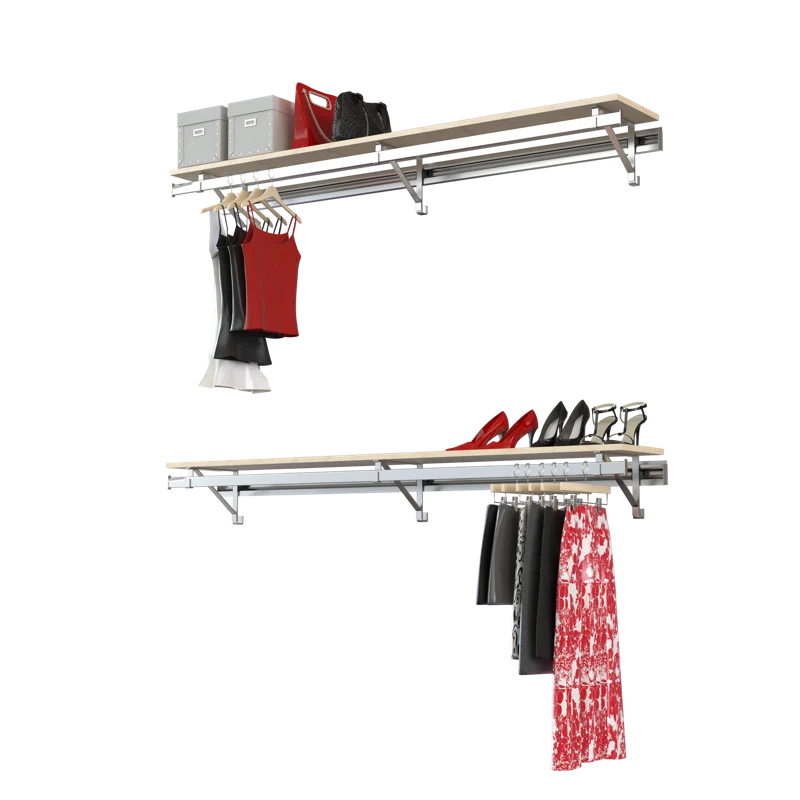 Maple Double Shelf Double Hang Closet System with Steel Brackets
