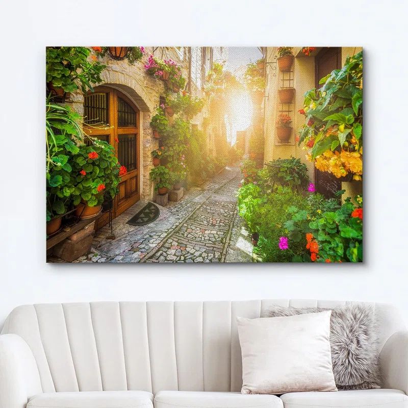 Italian Cityscape Floral Botanical Garden Canvas Print