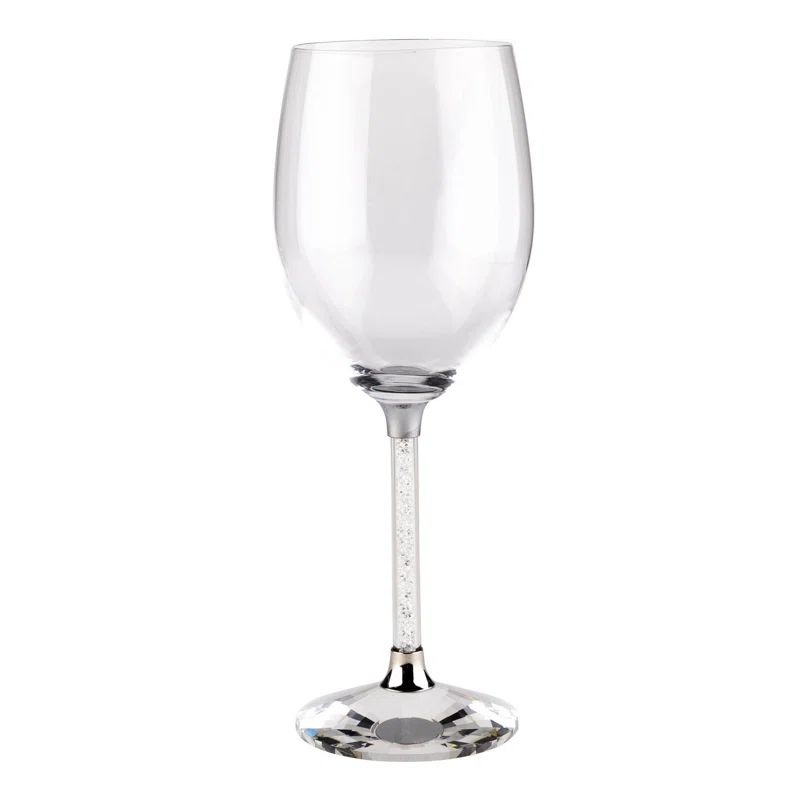 Elegant Silver Crystal-Filled Stem Wine Glass Set of 6