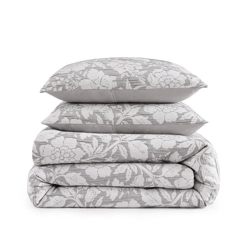 Gray Floral Matelassé King Bedspread Cover Set
