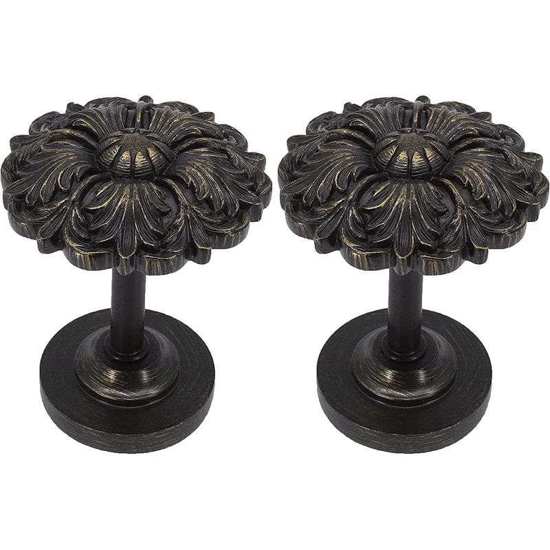 Bronze and Gold Floral Resin Curtain Holdbacks Set