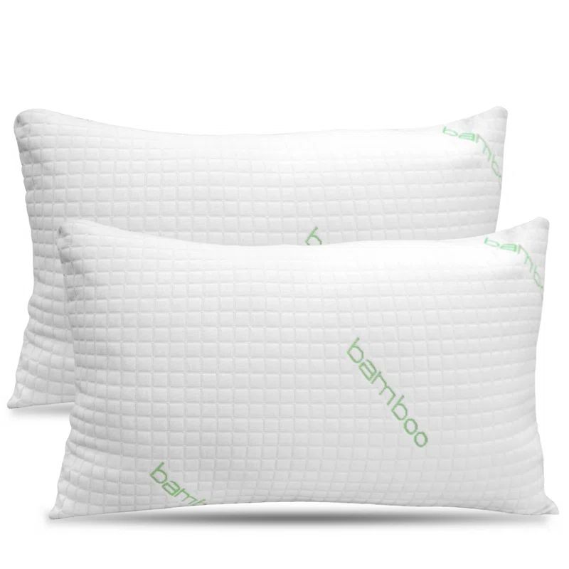 King Size White Bamboo Cooling Memory Foam Pillows (Set of 2)
