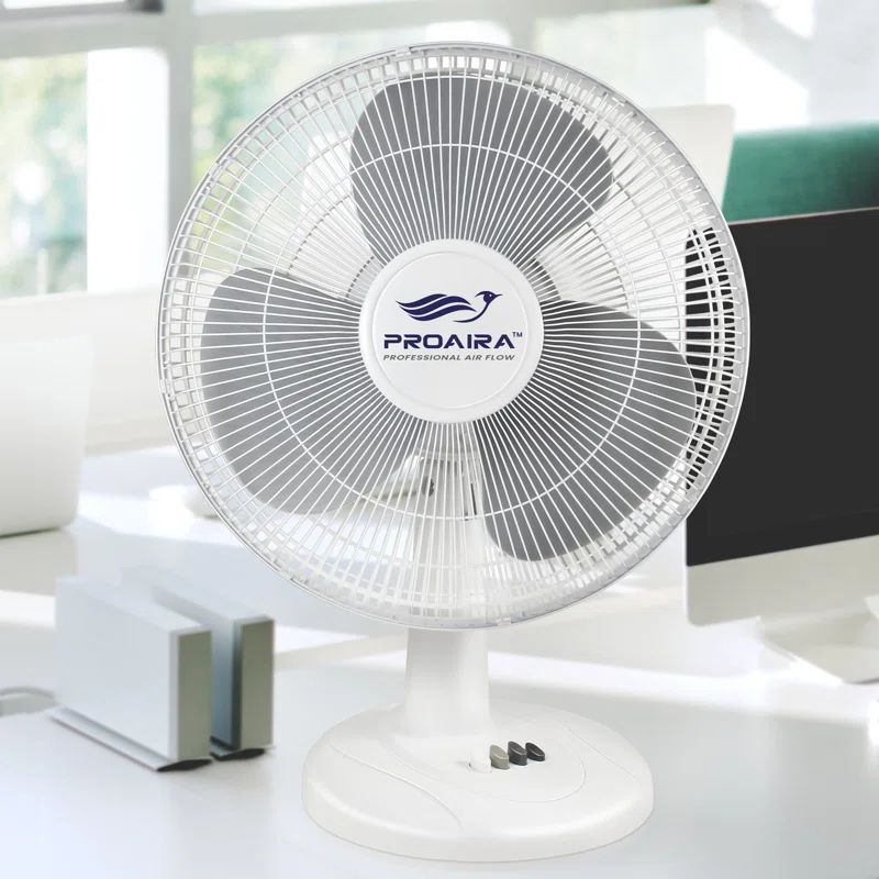 Proaira White Aluminum Oscillating Personal Fan with Adjustable Tilt