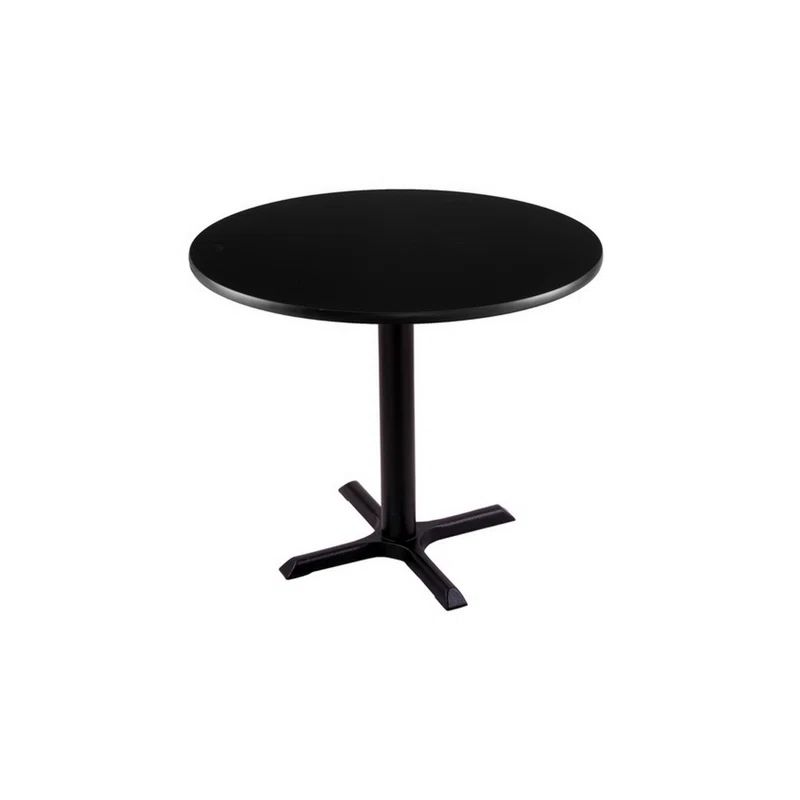 Black Round Laminate Dining Table with Steel Base